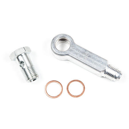 Banjo Fitting Kit 14mm Hole to -6 AN Male Flare long ALUM version *no stock - Please use ATP-FTG-215